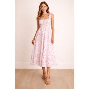Hill House Home: Midi Ellie Nap Dress rose botanical floral white pink dress